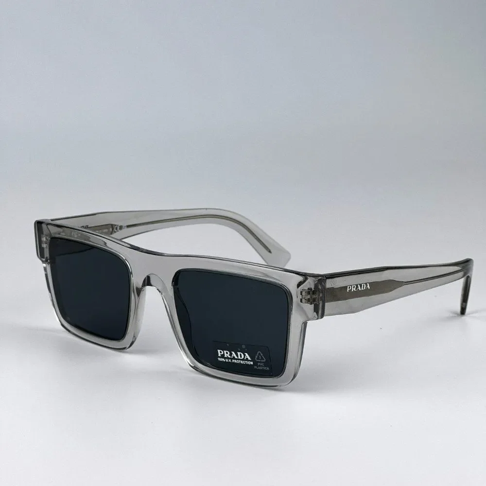 NEW Prada PR19WS U4309T  Crystal Grey Dark Grey Square Unisex Sunglasses
